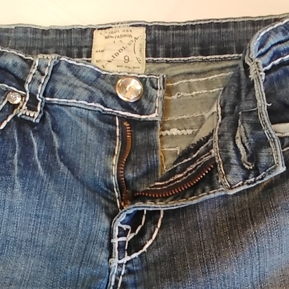 L.A. IDOL Low Rise Straight Leg Boot Cut Flare Jeans w Bling Women's… - Picture 13 of 15